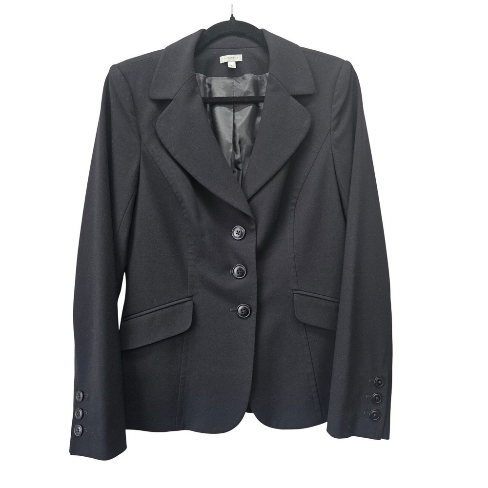 Semantiks‎ Womens Black 3-Button Blazer Jacket Size 6 Professional Workwear